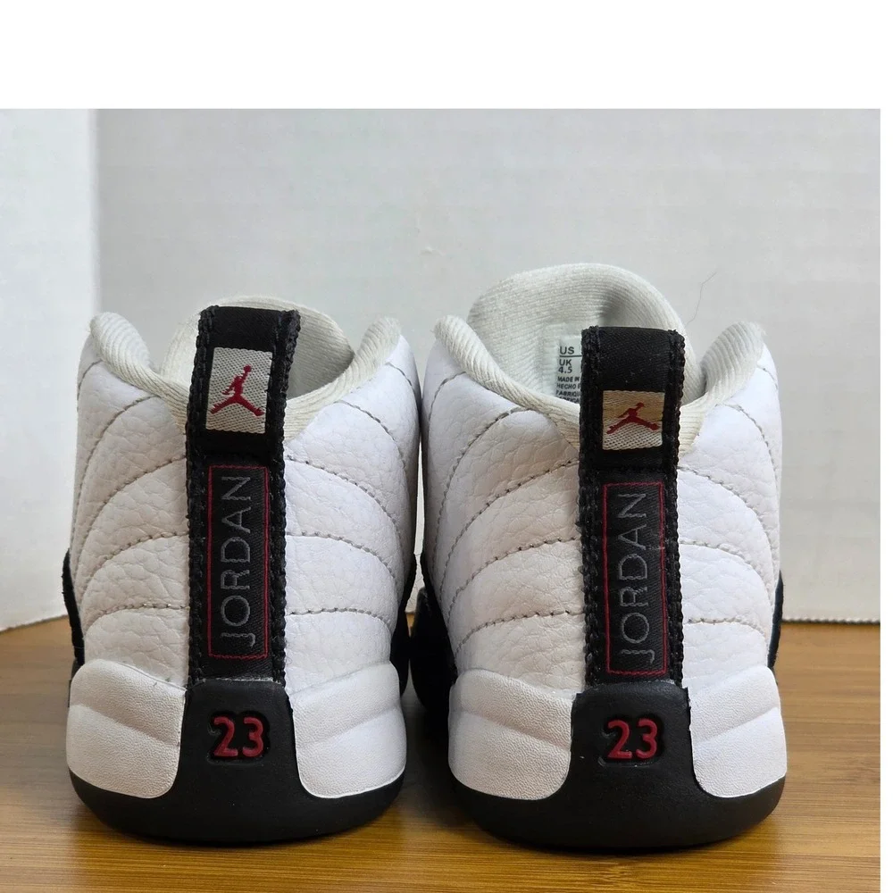 Jordan 12 Retro Taxi Toddler Shoes White Black Red 850000-162 Size 5C